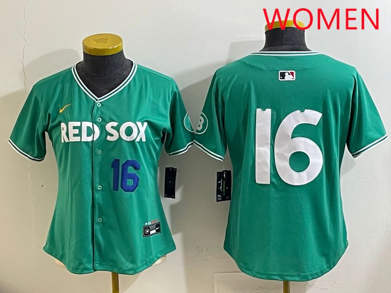 Women Boston Red Sox #16 No Name Green Joint Name Nike 2025 MLB Jersey style 4->women mlb jersey->Women Jersey